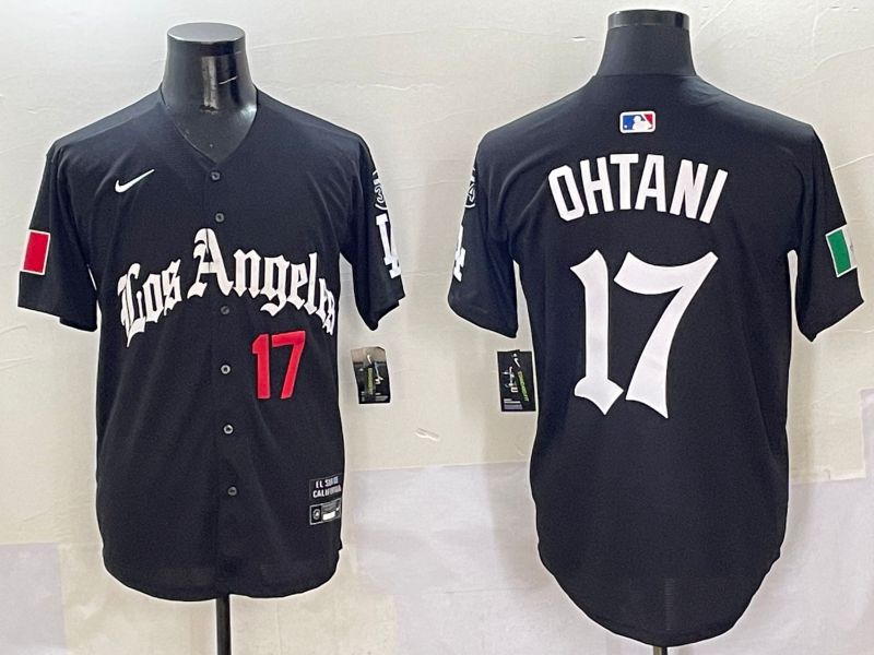 Men Los Angeles Dodgers #17 Ohtani Black Five generations Joint Name 2025 Nike MLB Jersey style 4